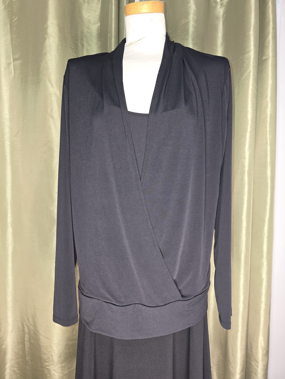Jockey Black Wrap-Front Long Sleeve Top